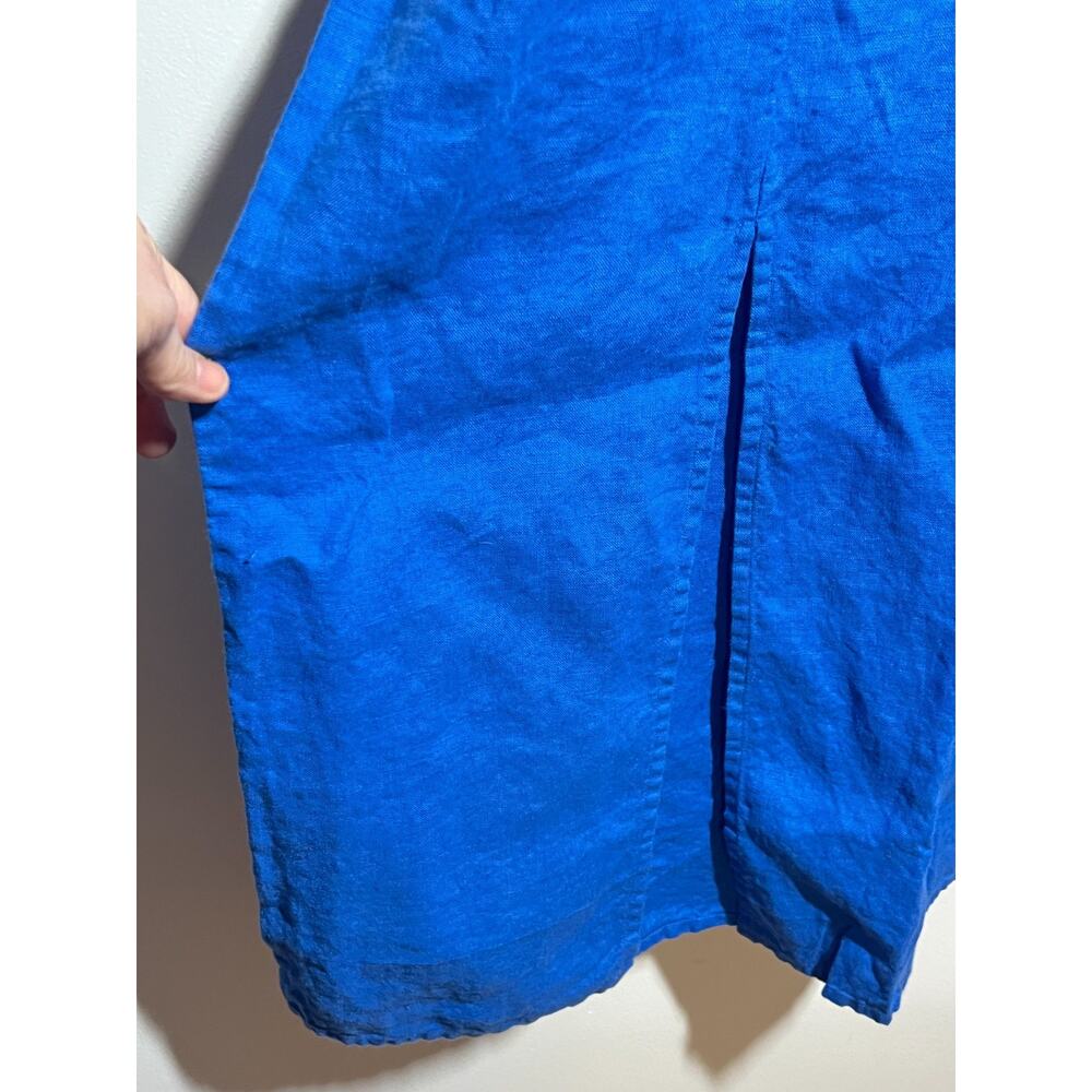 FLAX NWT Cobalt Blue 100% Linen Long Round Neck Sleeveless Long Maxi Dress L - Picture 5 of 7